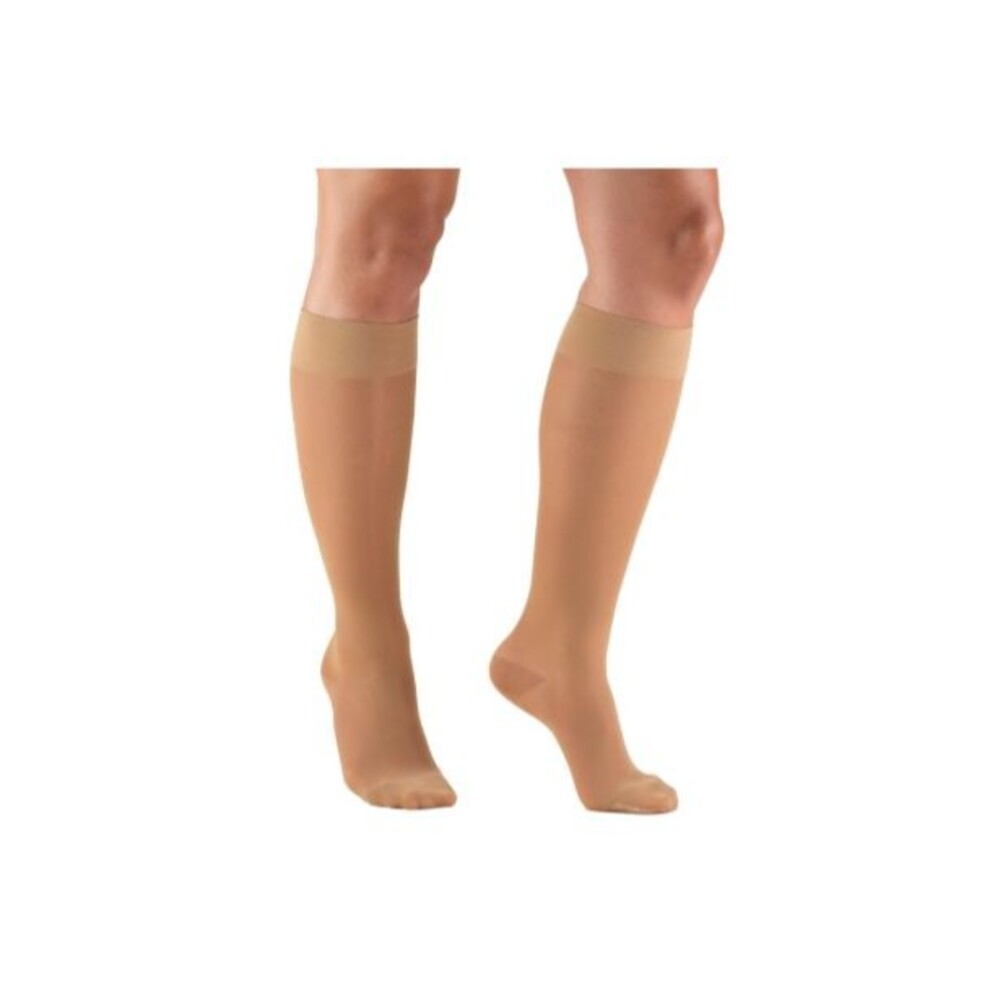 Truform Women's Sheer Compression Stockings 15-20 mmHg 2XL Knee Length Beige